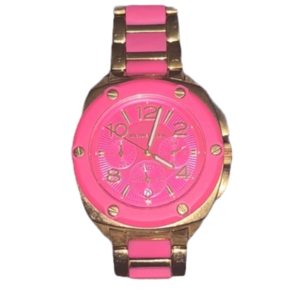 Michael Kors Hot Pink & Gold Watch